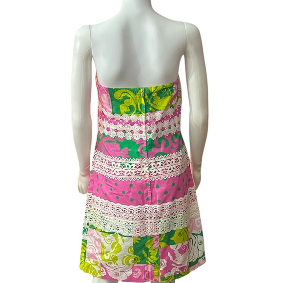 Lilly Pulitzer white label vintage Paradise Patch Patchwork Print Dress - size 8 - Picture 3 of 7